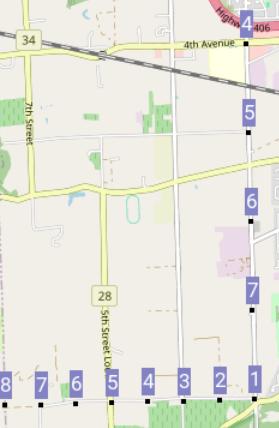 [Image: Louth area, St. Catharines, Ontario road name grid]