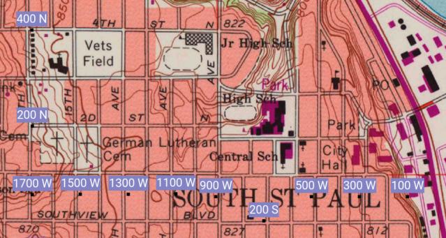 [Image: S. St. Paul MN address grid sample: our rendition]