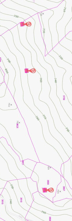 Cadastral map of 3609 ... 3757